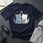 Couple Cat Reading T Shirt