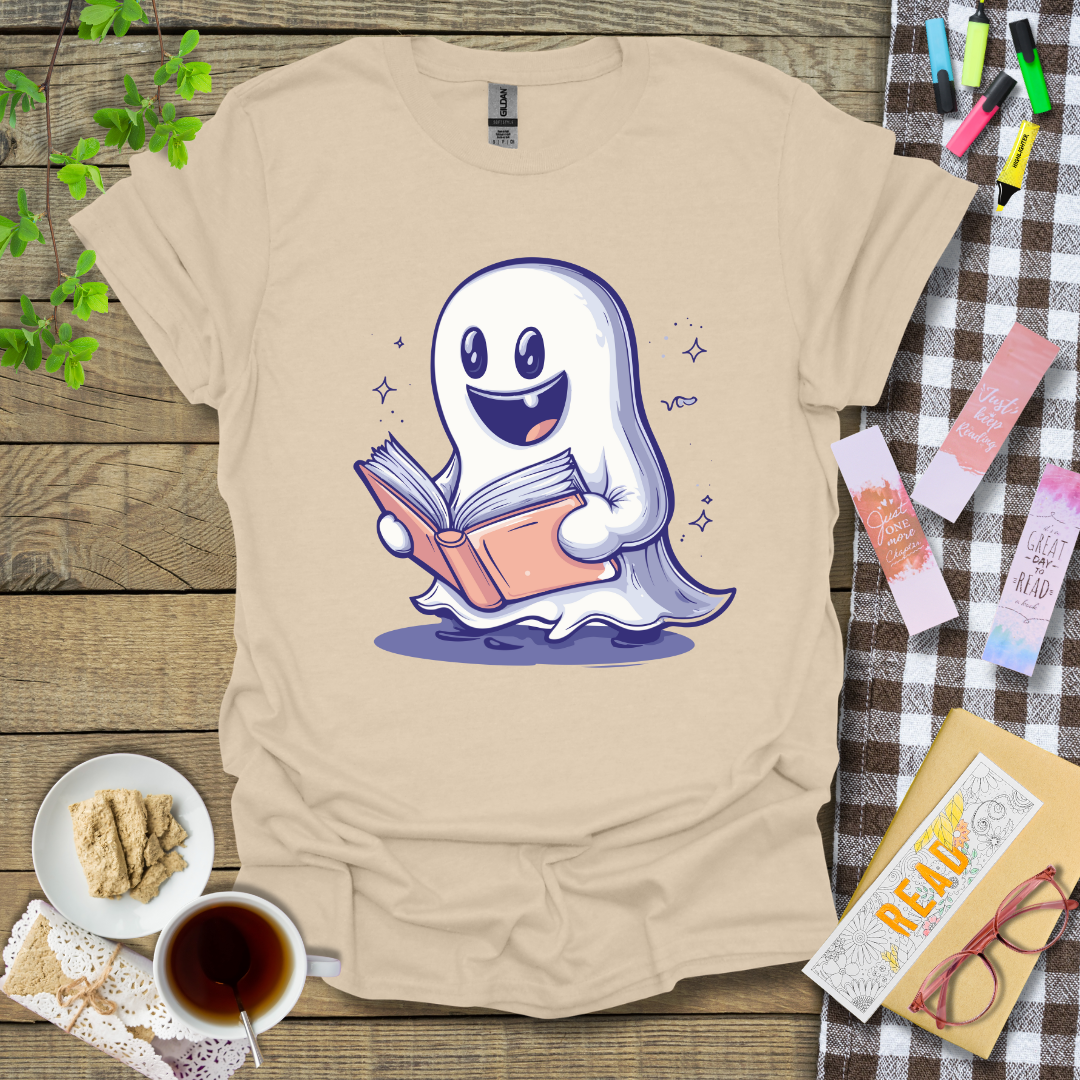 Happy Reading Ghost Graphic T Shirt