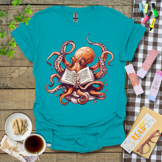 Reading Octopus Graphic T Shirt