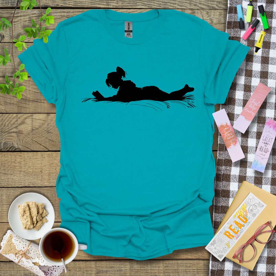 A Silhouette Of A Reading Girl Graphic T Shirt