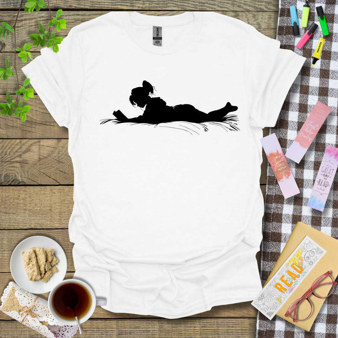 A Silhouette Of A Reading Girl Graphic T Shirt