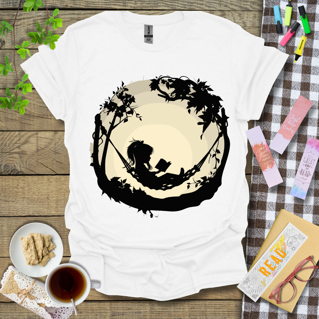 A Girl Reading A Hammock Graphic T Shirt