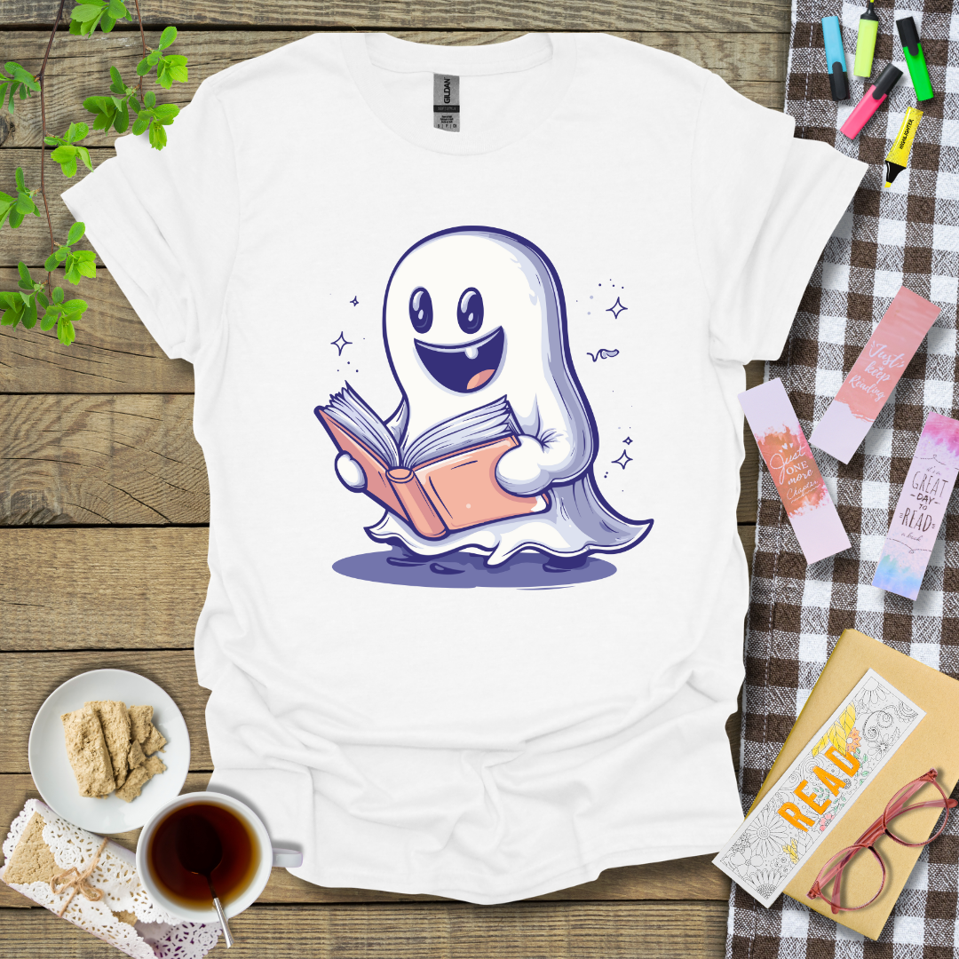Happy Reading Ghost Graphic T Shirt